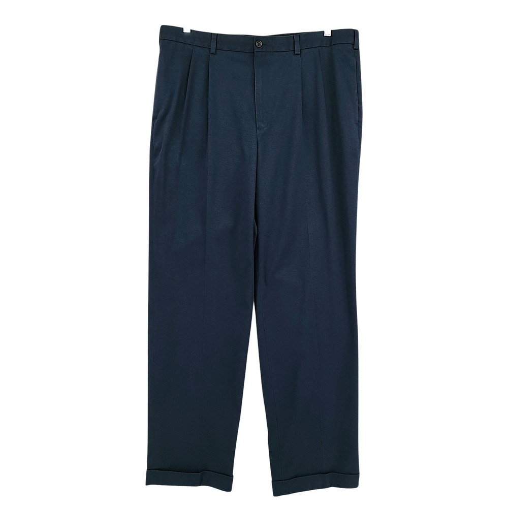 Brooks Brothers Advantage Chino 40x34 Men Thompson Navy Blue Pleated Pant Office